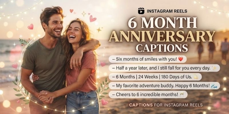 6 Month Anniversary Captions for Instagram Reels