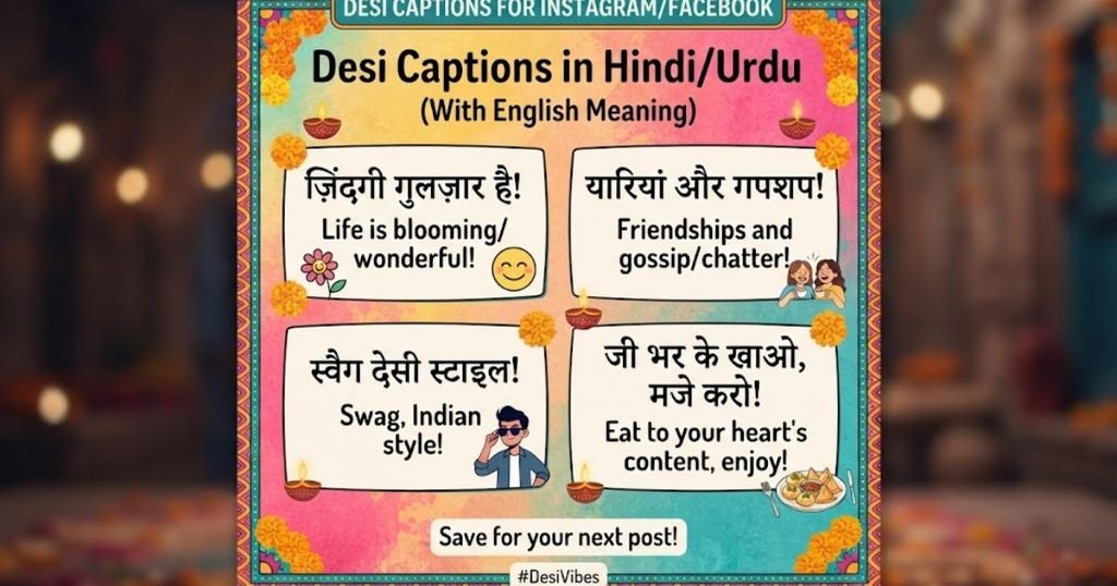 Desi Captions in Hindi/Urdu (With English Meaning)