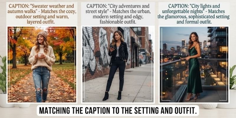 Matching the Caption to the Setting and Outfit