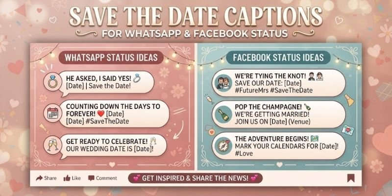 Save the Date Captions for WhatsApp & Facebook Status