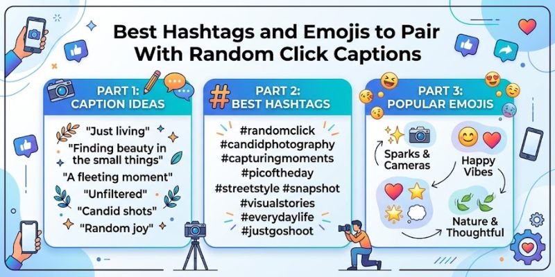 Best Hashtags and Emojis to Pair With Random Click Captions