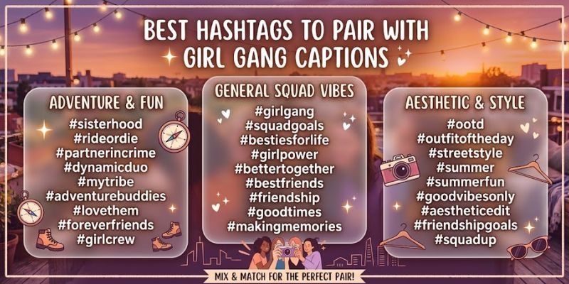 Best Hashtags to Pair with Girl Gang Captions
