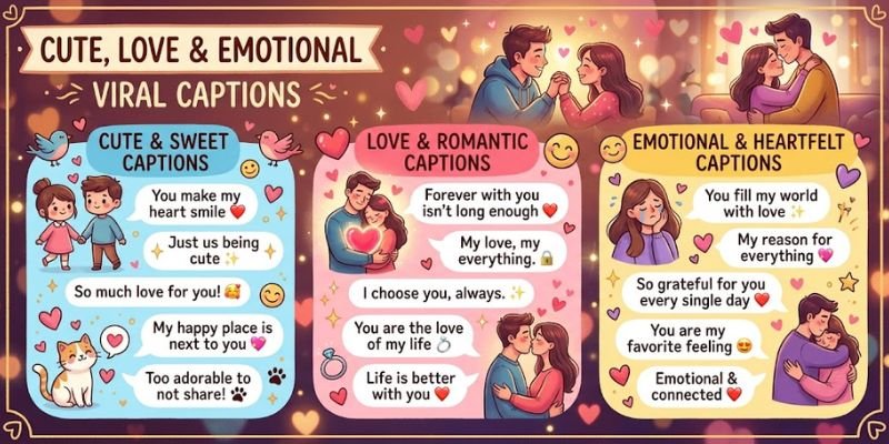 Cute, Love and Emotional Viral Captions
